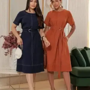 Vestido MIDI com Cinto RF-166